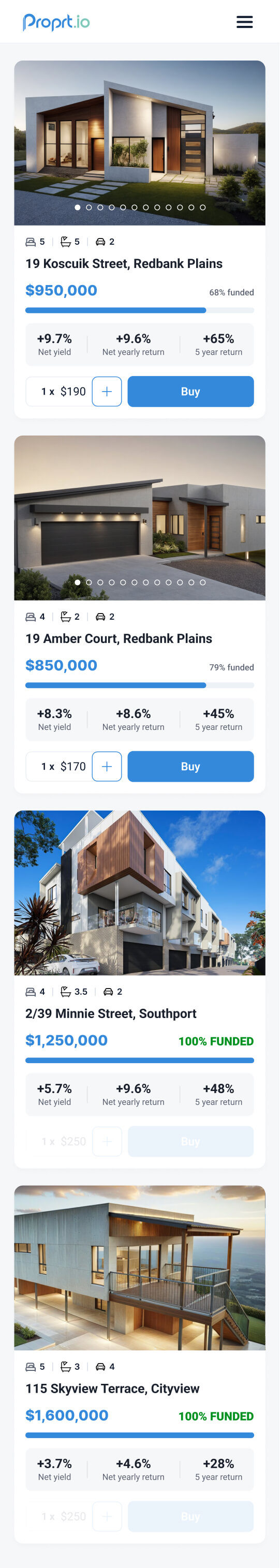 Proprt.io mobile app mockup.